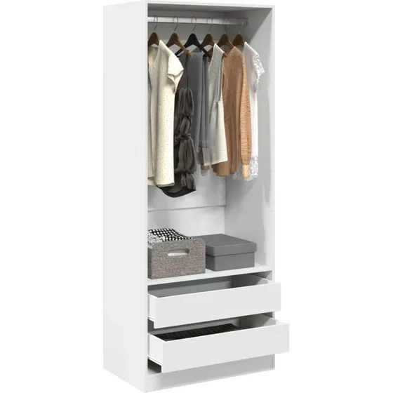 vidaXL klædeskab 80x50x200 cm konstrueret træ, hvid
