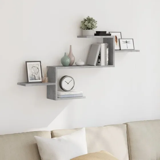 vidaXL væghylde 104x15x49 cm konstrueret træ – betongrå