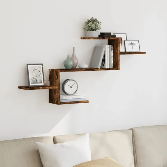 vidaXL væghylde 104x15x49 cm, konstrueret træ – røget egetræ