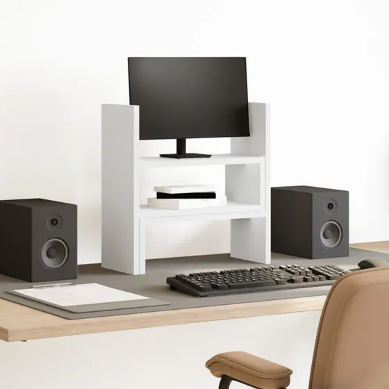 vidaXL justerbar hylde til skrivebord 40x17x41 cm hvid