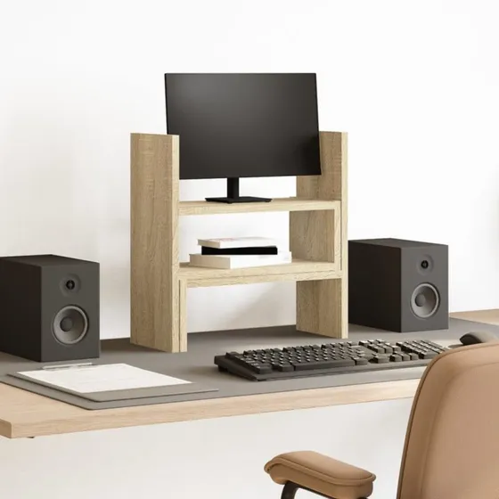 vidaXL justerbar hylde til skrivebord 40x17x41 cm sonoma-eg