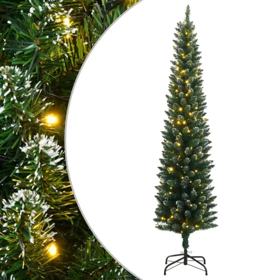 vidaXL smalt kunstigt juletræ 180 cm med 300 LED (grøn)