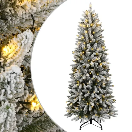 vidaXL kunstigt juletræ 120 cm med sne og 150 LED