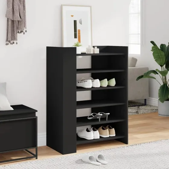 vidaXL skoskab 74,5x37,5x100 cm - konstrueret træ, sort