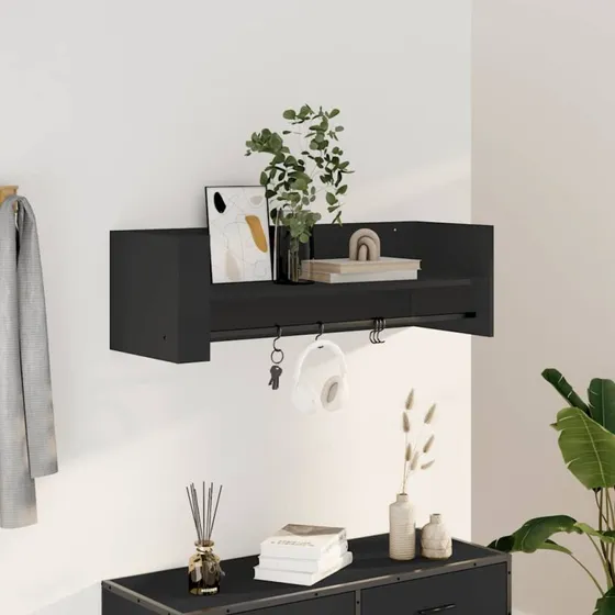 vidaXL væghylde 100x35x30,5 cm konstrueret træ - sort