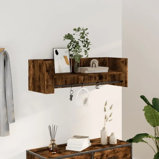 vidaXL væghylde 100x35x30,5 cm konstrueret træ, røget eg