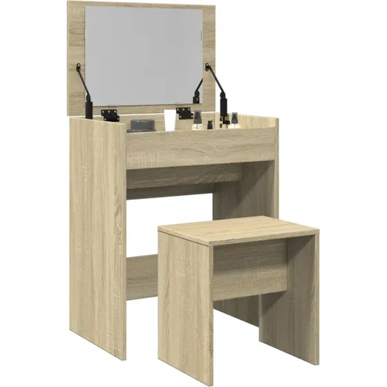 vidaXL kosmetikbord med skammel 60x40x113,5 cm sonoma-eg