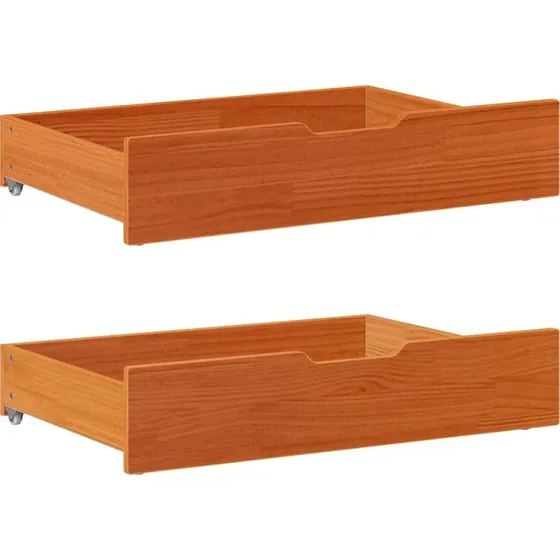 vidaXL sengeskuffer i massivt fyrretr 85x55x17 cm med hjul