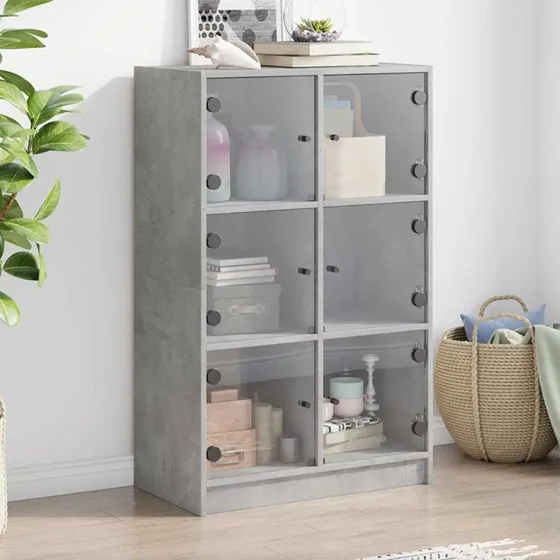 vidaXL skab med låger 68x37x109 cm konstrueret træ - betongrå