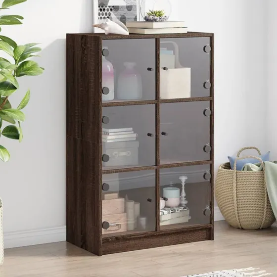 vidaXL skab med låger 68x37x109 cm, konstrueret træ brun