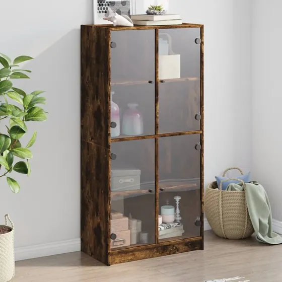 vidaXL skab med låger 68x37x142 cm, røget egetræ