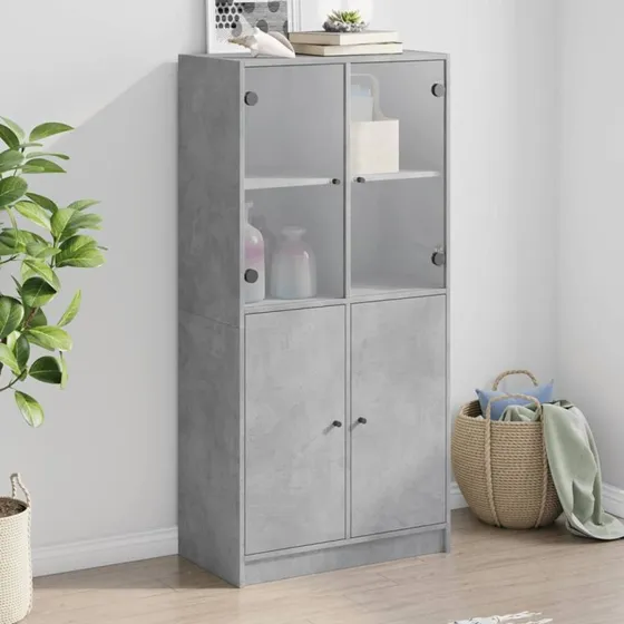 vidaXL skab med låger 68x37x142 cm - betongrå