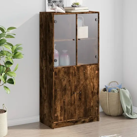 vidaXL skab med låger 68x37x142 cm - røget eg