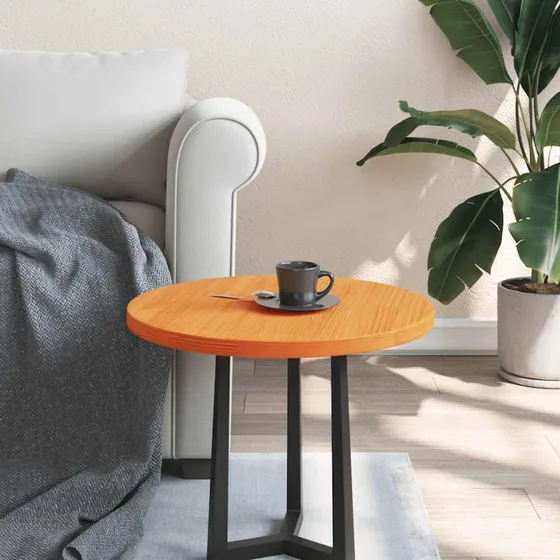 vidaXL rund bordplade 50x2,5 cm - massivt fyrretr, gyldenbrun