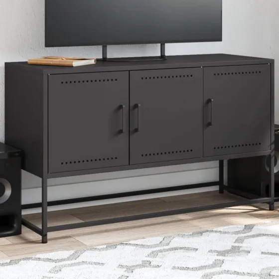 vidaXL tv-bord 100,5x39x60,5 cm stål sort
