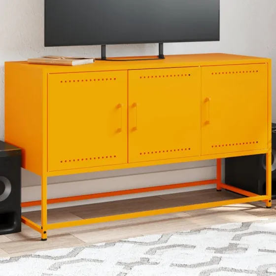 vidaXL TV-bord 100,5x39x60,5 cm stål sennepsgul