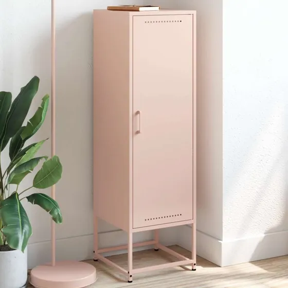 vidaXL skab 36x39x123 cm stål lyserød