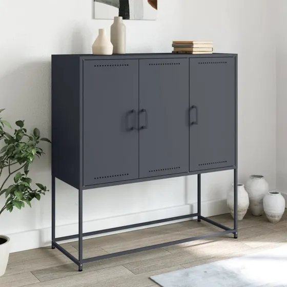vidaXL højskab i stål 100,5x39x107 cm – antracitgrå