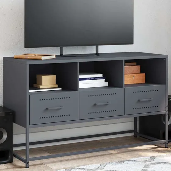 vidaXL TV-bord 100,5x39x60,5 cm stål antracitgrå