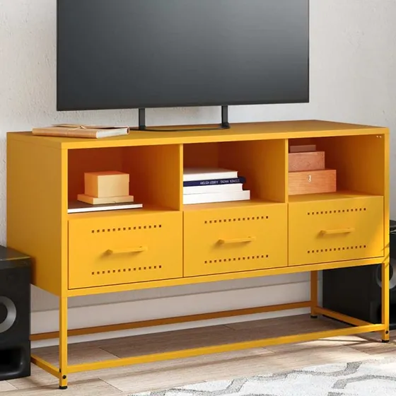 vidaXL TV-bord 100,5x39x60,5 cm stål sennepsgul