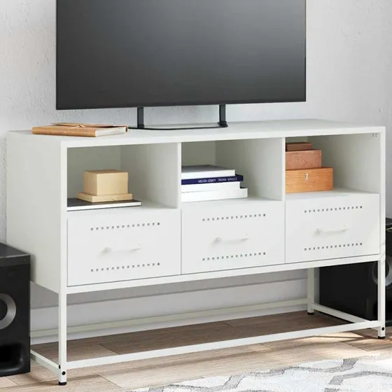 vidaXL TV-bord 100,5x39x60,5 cm stål hvid