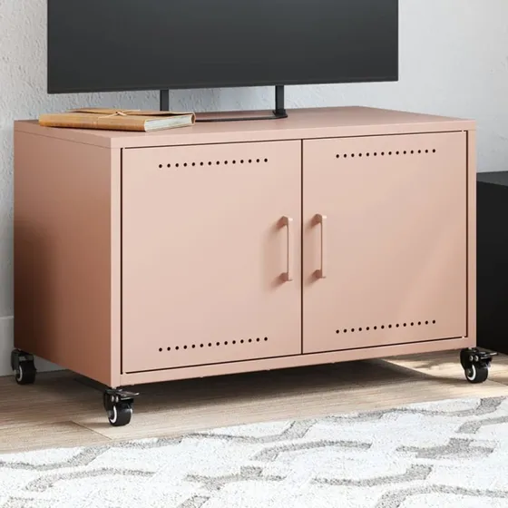 vidaXL tv-bord 68x39x43,5 cm stål lyserød