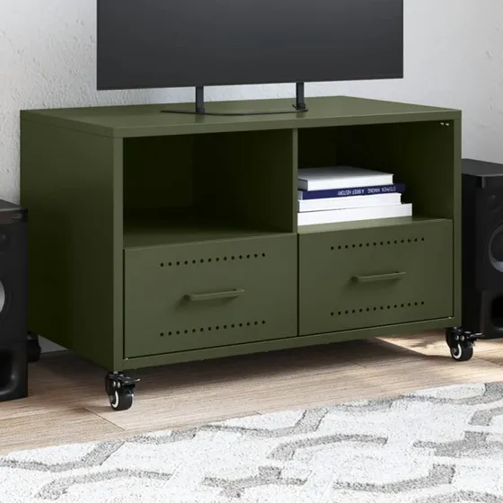 vidaXL TV-bord 68x39x43,5 cm stål olivengrøn