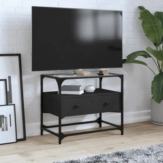 vidaXL TV-bord med glastop 60x35x51 cm, sort