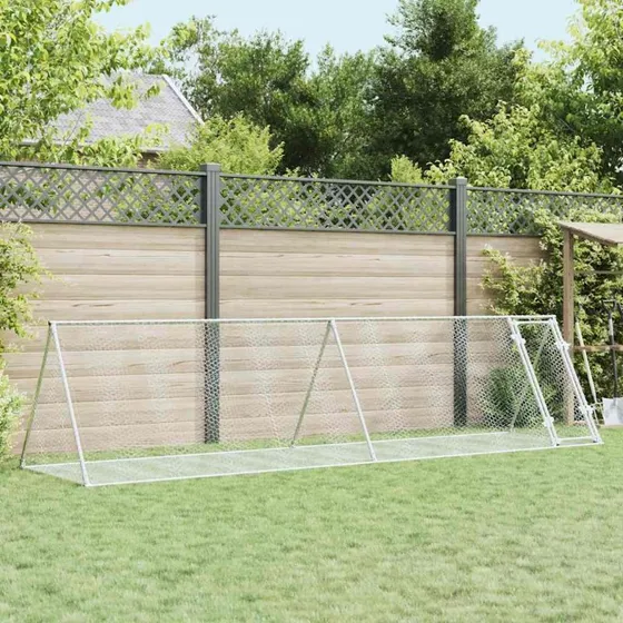 vidaXL kaninbur 400x105x91 cm galvaniseret stl, slv