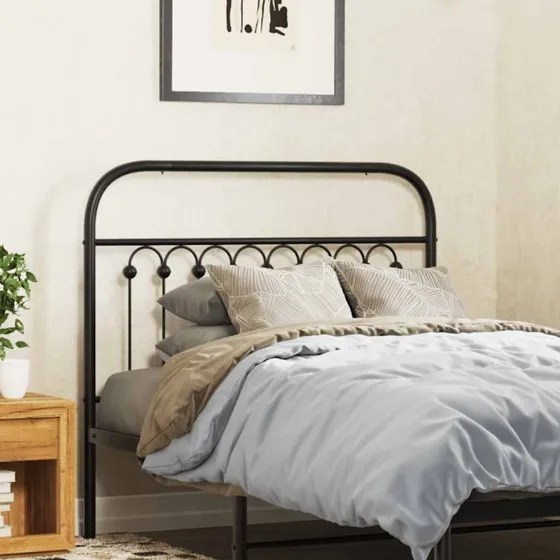 vidaXL sengegavl 100 cm i sort metal