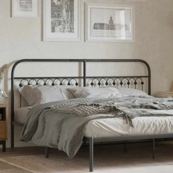 vidaXL sengegavl 180 cm i metal, sort