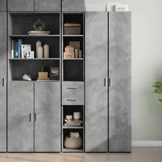vidaXL reol 30x42,5x185 cm konstrueret træ - betongrå