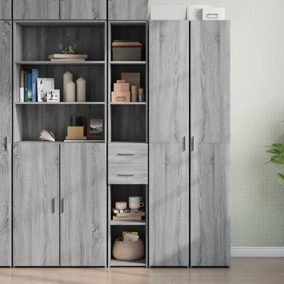 vidaXL reol 30x42,5x185 cm konstrueret træ, grå sonoma-eg
