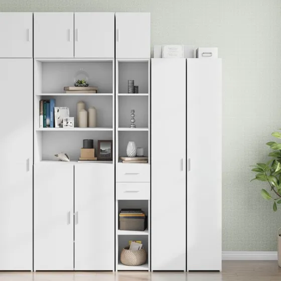 vidaXL kontorreol 30x42,5x225 cm konstrueret træ hvid