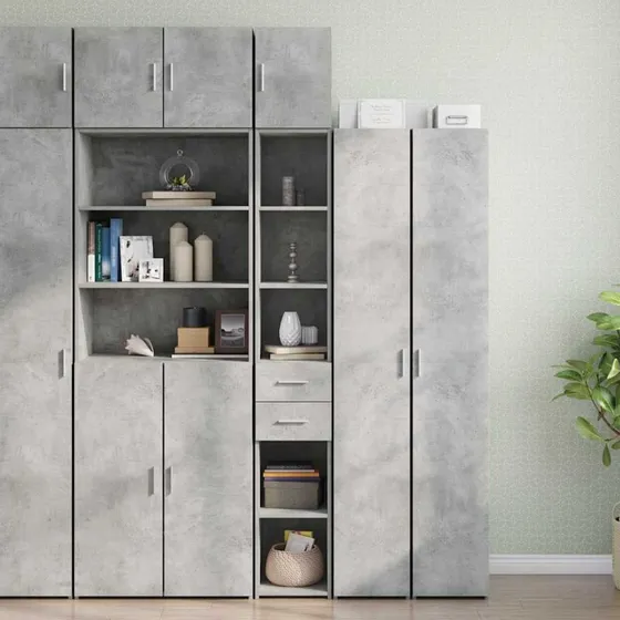 vidaXL smalt skab 30x42,5x225 cm konstrueret træ betongrå