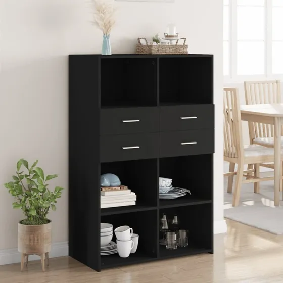 vidaXL reol 80x42,5x124 cm konstrueret træ, sort