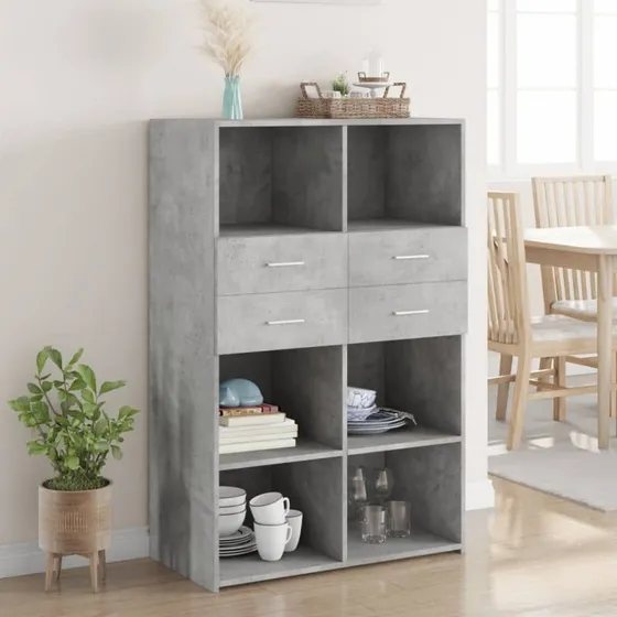 vidaXL reol 80x42,5x124 cm konstrueret træ betongrå