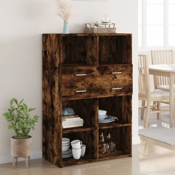 vidaXL reol 80x42,5x124 cm konstrueret træ, røget eg