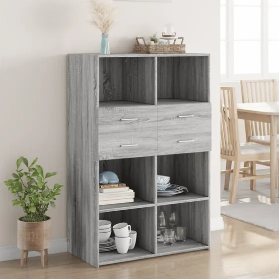 vidaXL reol 80x42,5x124 cm, konstrueret træ, grå Sonoma-eg