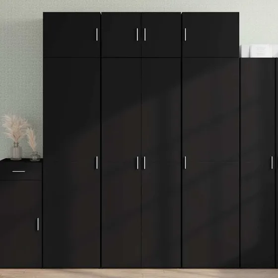 vidaXL højskab 70x42,5x185 cm konstrueret træ, sort