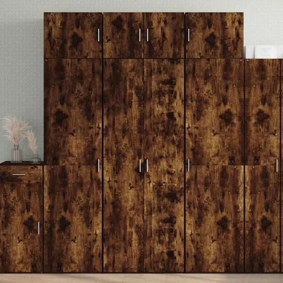 vidaXL højskab 70x42,5x185 cm konstrueret træ, røget eg