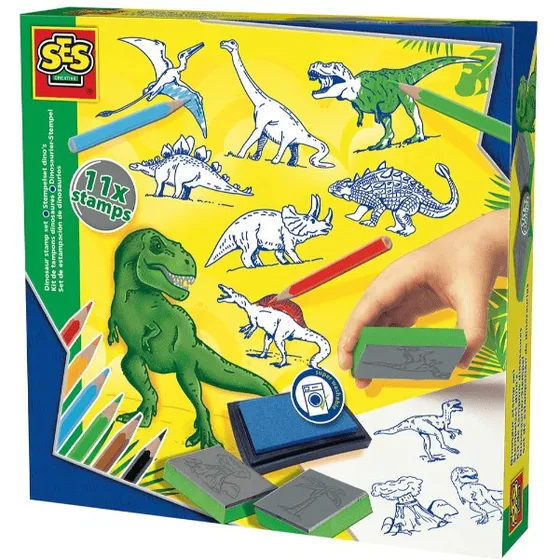 Ses Creative Dinosaurer Stempelsæt – 11 stempler inkl. farver