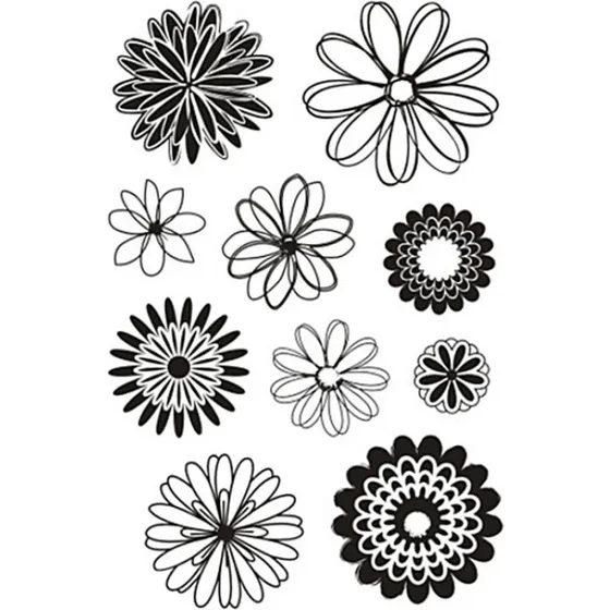 Silikonestempler blomster 11x15,5 cm – clear stamp ark