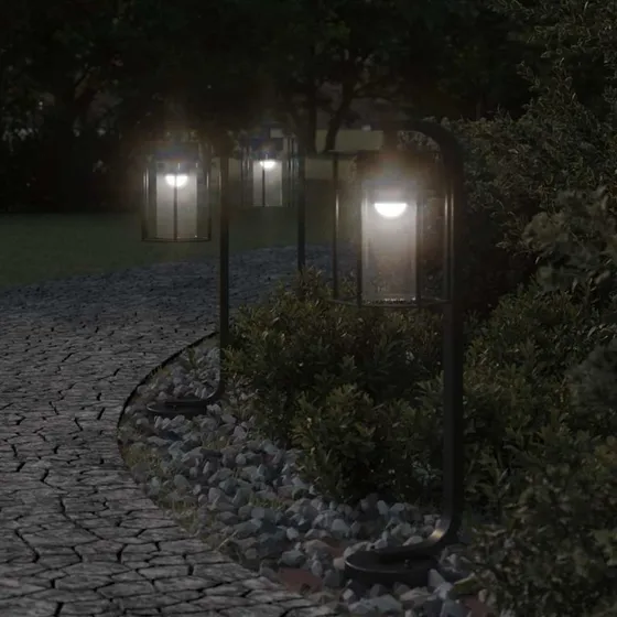 vidaXL Udendørs standerlamper 3 stk. 60 cm - Rustfrit stål, sort