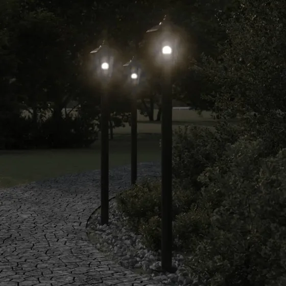 vidaXL udendørs standerlampe 120 cm rustfrit stål, sort