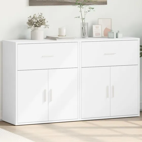 vidaXL Skænke 2 stk. 60x31x70 cm konstrueret træ, hvid