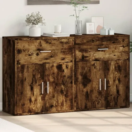vidaXL skænke 2 stk. 60x31x70 cm konstrueret træ - røget eg