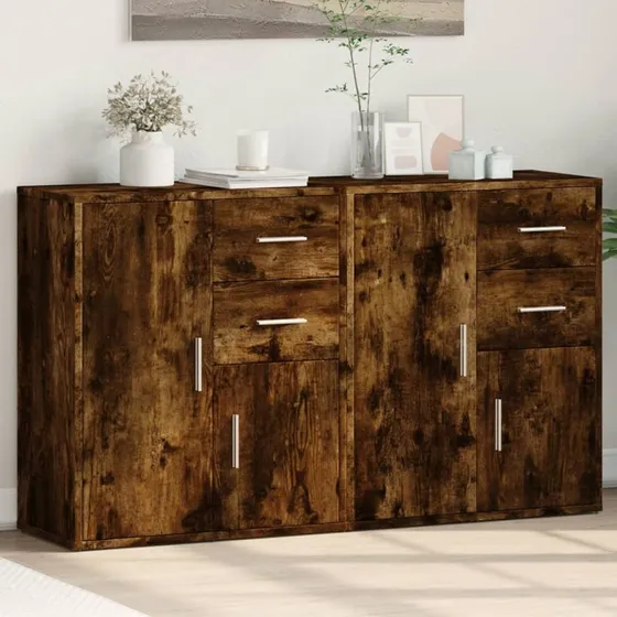 vidaXL skænke 2 stk. 60x31x70 cm konstrueret træ, røget eg