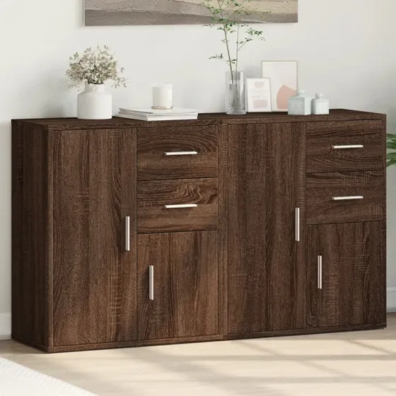 vidaXL 2-skænke 60x31x70 cm konstrueret træ brun egetræsfarve