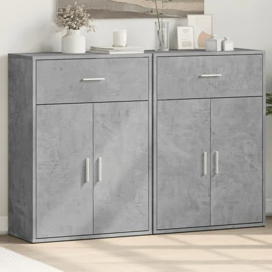 vidaXL Skænke 2 stk. 60x30x84 cm, konstrueret træ - Betongrå